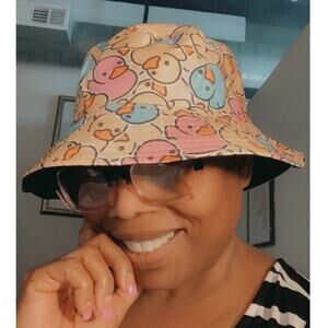 Reversible Lightweight Multicolor Unisex Duck Print Pattern Bucket Hat One Size